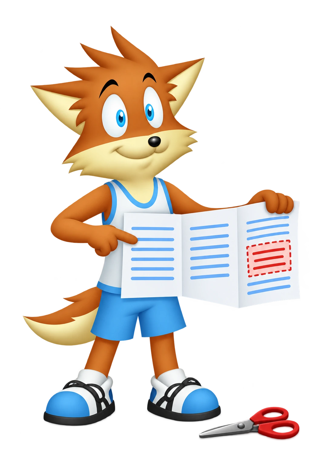 The mascot keeps the first panel of an unfolded account beside the altered later panel.